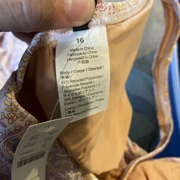 J.Crew $128 Eco Plunge V-Neck One Piece Swimsuit Beach Paisley Size 16 AX937 - Picture 6 of 6